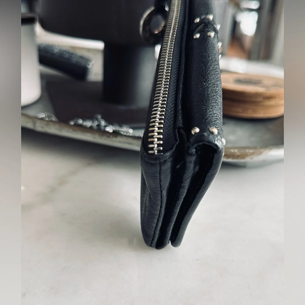 Brighton Black Leather Wallet with Silver Accents